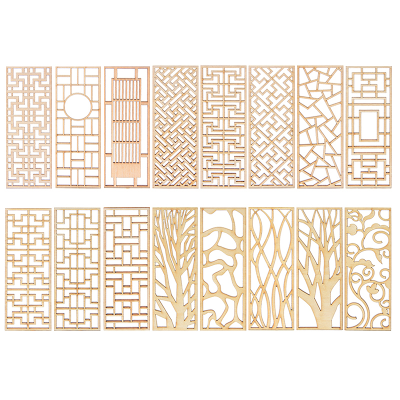 4pcs Wooden Miniature Partitio - Partition Screen Divider 评论和价格