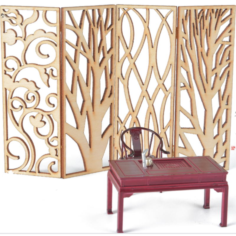 4pcs Wooden Miniature Partitio - Partition Screen Divider 评论和价格