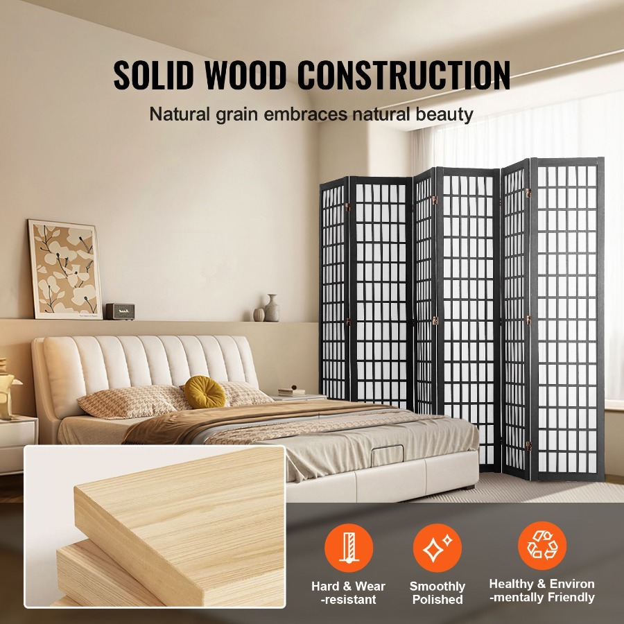 6 Panel Japanese Room Divider  - Partition Screen Divider 评论和价格