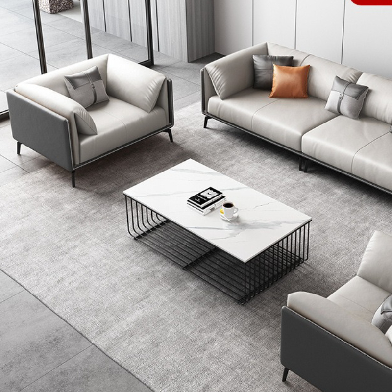 Cowhide Business Office Sofas  - Office Furniture Set 评论和价格